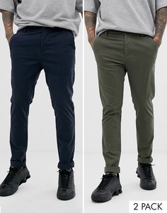 Комплект из 2 брюк-чиносов скинни ASOS DESIGN-Мульти