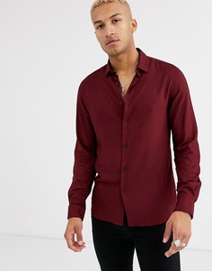Бордовая рубашка из вискозы классического кроя ASOS DESIGN-Красный
