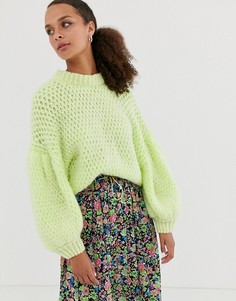Джемпер с объемными рукавами и декоративной строчкой ASOS DESIGN-Зеленый