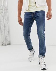 Темно-синие прямые джинсы слим Nudie Jeans Co Grim Tim-Синий