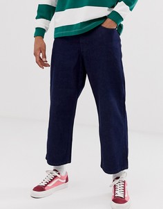 Широкие синие джинсы укороченного кроя Topman-Синий