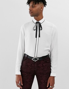 Белая рубашка классического кроя с контрастной завязкой ASOS DESIGN-Белый
