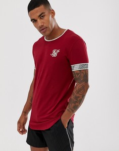 Обтягивающая бордовая футболка с логотипом на рукавах SikSilk-Красный