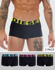 Набор из 3 черных боксеров-брифов с контрастным поясом Diesel-Черный