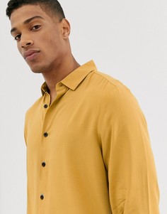 Классическая рубашка из вискозы горчичного цвета ASOS DESIGN-Желтый