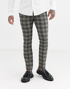 Серые брюки скинни с узором \в елочку\" Topman-Мульти