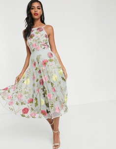 Платье миди с цветочной вышивкой и халтером ASOS EDITION-Мульти