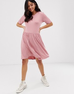 Розовое свободное платье с узором New Look-Розовый