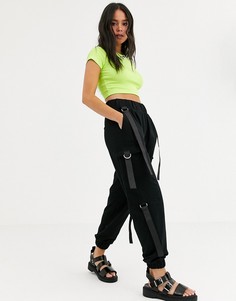 Джоггеры карго с ремешками ASOS DESIGN-Черный