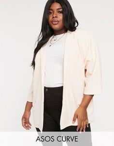 Свободный фактурный трикотажный блейзер ASOS DESIGN Curve-Розовый