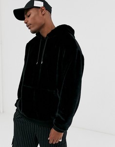 Черный oversize-худи из искусственного меха ASOS DESIGN
