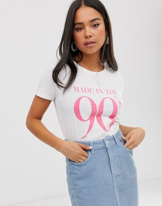 Белая футболка с надписью \made in the 90s\" New Look-Черный