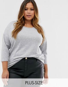 Серый трикотажный топ с рукавами 3/4 Vero Moda Curve