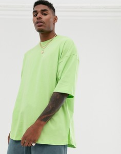 Зеленая oversize-футболка с разрезами по бокам ASOS DESIGN-Зеленый