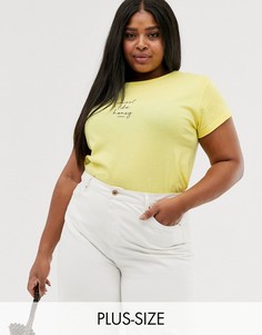 Лимонно-желтая футболка с надписью \honey\" New Look Curves-Желтый
