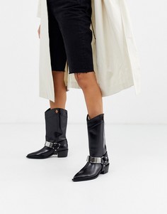 Кожаные ковбойские ботинки ASOS DESIGN-Черный