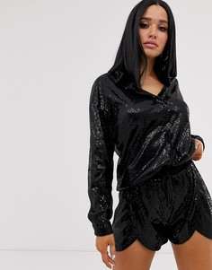 Черная oversize-рубашка с пайетками Lioness-Черный