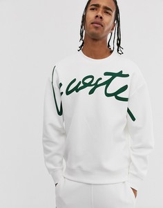 Белый свитшот с фирменным логотипом Lacoste L!VE