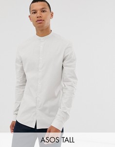 Зауженная рубашка в светло-бежевую и темно-синюю полоску ASOS DESIGN Tall-Кремовый