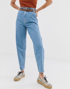 Мягкие светлые джинсы с эластичной присборенной талией ASOS DESIGN-Синий