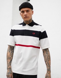 Белая футболка-поло в сетчатую полоску Fred Perry-Белый