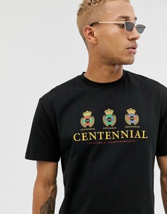 Черная футболка с принтом \centennial\" Topman-Черный