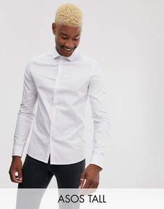 Приталенная рубашка в красно-синий горошек ASOS DESIGN Tall-Белый