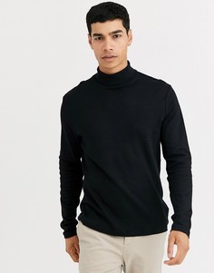 Черный топ-водолазка с длинными рукавами New Look
