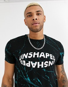 Черная футболка с принтом Bershka-Черный