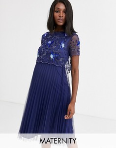 Приталенное платье миди с кроп-топом ASOS DESIGN Maternity-Темно-синий