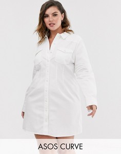 Белое джинсовое платье-рубашка в стиле вестерн ASOS DESIGN Curve-Белый