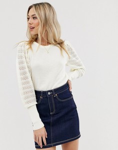 Джемпер с ажурными рукавами ASOS DESIGN-Белый