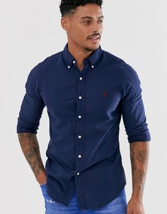 Темно-синяя оксфордская рубашка зауженного кроя с логотипом Polo Ralph Lauren-Темно-синий