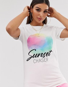 Белая футболка с надписью \sunset chaser\" Missguided-Белый