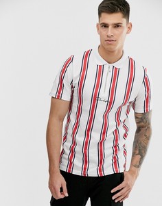 Красно-белая футболка-поло в полоску River Island-Белый