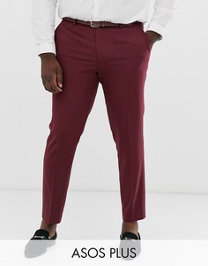 Бордовые облегающие брюки ASOS DESIGN Plus-Красный