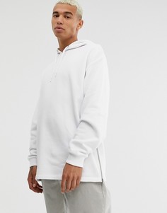 Белый худи свободного кроя с молниями по бокам ASOS DESIGN