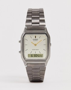 Темно-серые наручные часы в винтажном стиле Casio-Серый