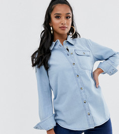 Джинсовая рубашка с карманом ASOS DESIGN Petite-Синий