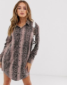 Платье-рубашка со змеиным принтом Missguided-Мульти