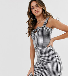 Платье мини в клеточку с оборками Missguided-Мульти