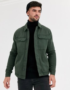 Рубашка цвета хаки в стиле милитари New Look-Зеленый