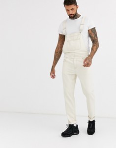 Светло-бежевый джинсовый комбинезон с контрастными строчками ASOS DESIGN-Кремовый