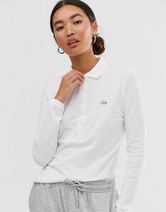Футболка-поло с длинными рукавами и нашивкой в виде крокодила Lacoste-Белый