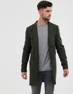Пальто оливкового цвета с добавлением шерсти Only & Sons-Зеленый