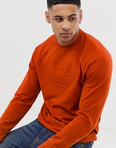 Оранжевый свитшот с тисненым логотипом Emporio Armani