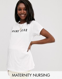 Футболка с принтом \mama bear\" ASOS DESIGN Maternity nursing-Белый