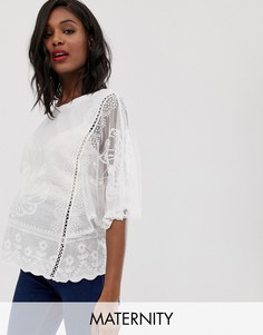 Кремовый топ с отделкой кроше New Look Maternity