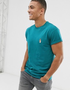 Синяя футболка с вышивкой New Look-Синий