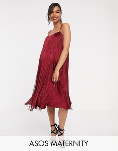 Платье миди с бахромой ASOS DESIGN Maternity-Красный